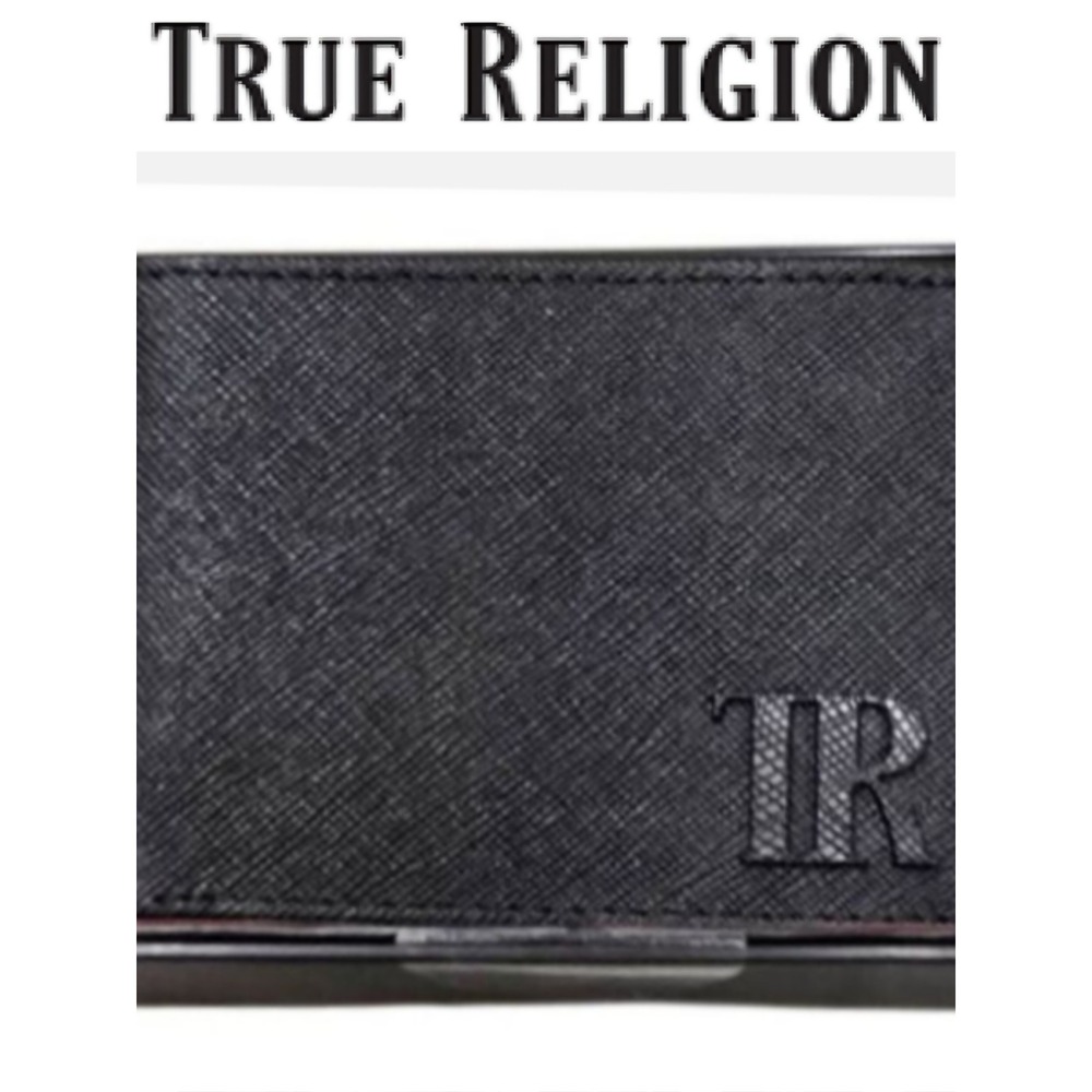 True Religion TR Louis Logo Bifold Wallet- Black